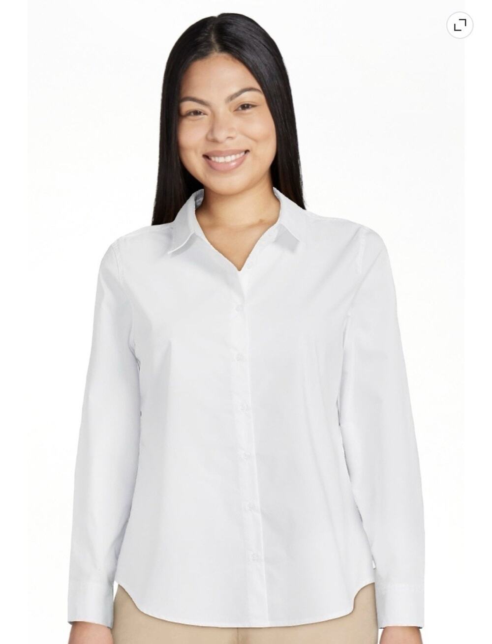 Time & Tru Women Classic White Dress Shirt Blouse Long Sleeve Button Up M 8/10
